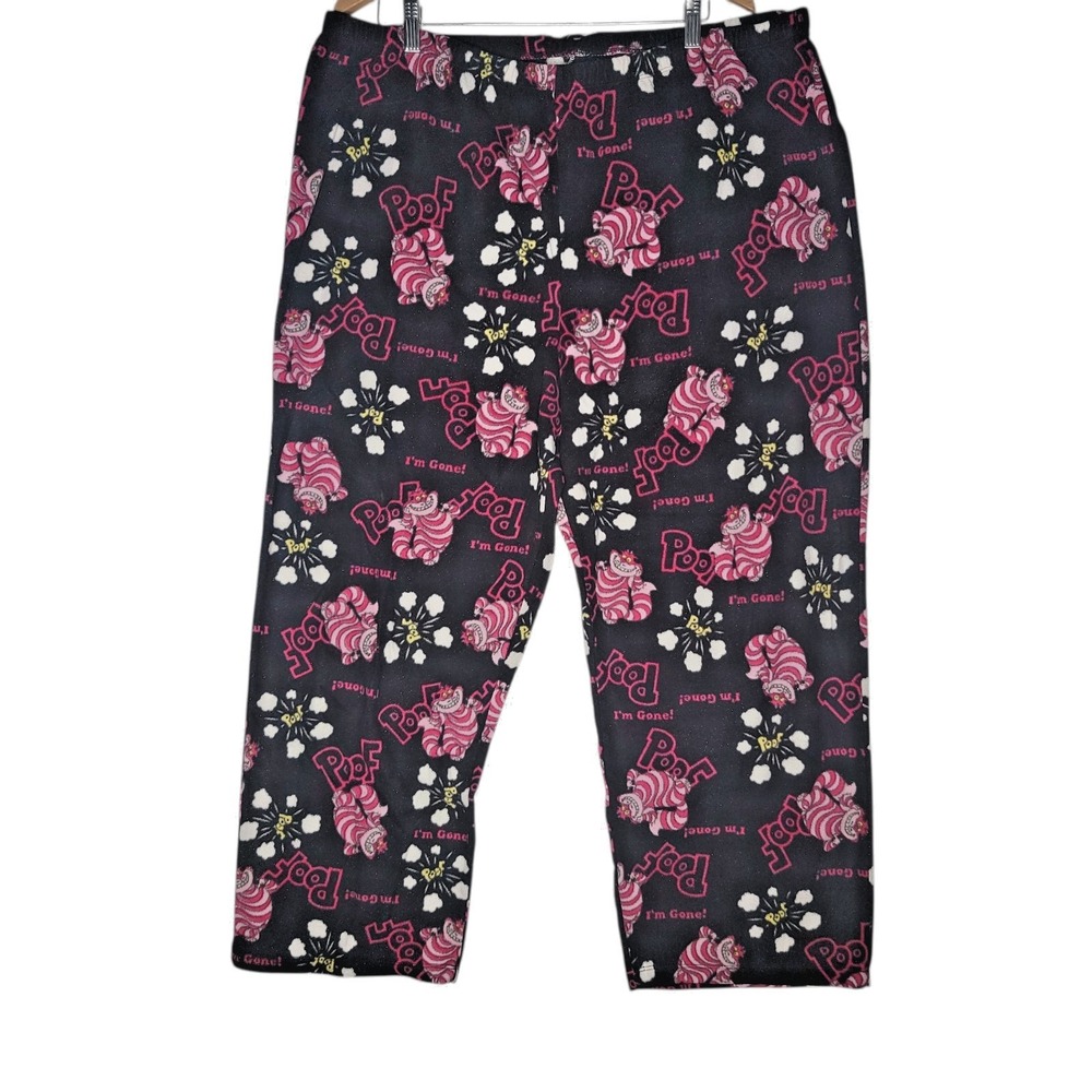 Disney Sleep‎ Women's Cheshire Cat Black Pajama Pants Poof! Sz 3X